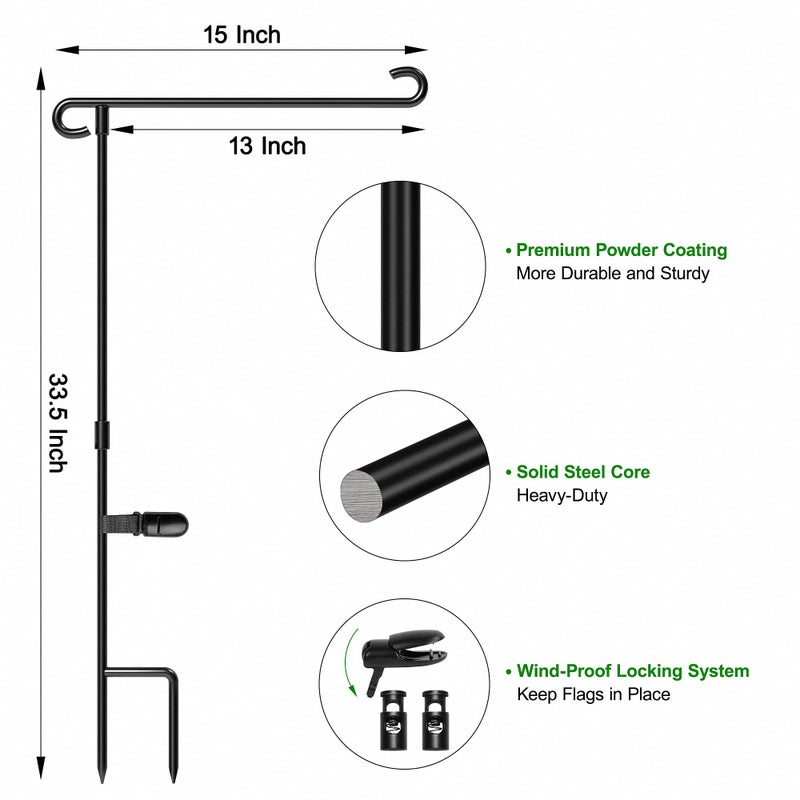 HOOSUN Garden Flag Stand,Wrought Iron Yard Flag Holder Stand,Perfect Garden Flag Holder for 12.5x18 inch Garden Flags,Christmas Valentines Day Garden decorations - Image 3